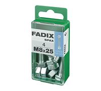 BOÎTE S 4 pièces VIS METRIQUE CAB HEX +ECROU CINC M 8 x 25 mm FADIX