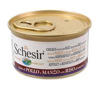 Boîte SCHESIR Cat poulet + bœuf naturel 85 g