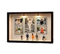 Boîte silhouette de musée, étui en bois avec 7 petits supports pour photos et 8 figurines miniatures, cadre photo à faire soi-même, pour la maison, une fête d'anniversaire, un mariage, la