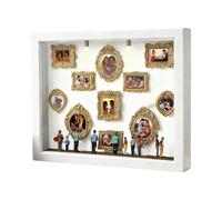 Boîte Silhouette Mini Musée - Bois + Résine 22.7x31.4cm | Vitrine De Souvenirs Lumineuse | 11 Mini Cadres Photo avec 8 Figurines - pour Saint-Valentin Mariage Anniversaire