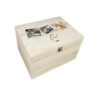Boîte souvenir en bois personnalisable de The Lovely Keepsake Company | Cadeau de deuil personnalisable | Charnières et fermoir en métal | Nom personnalisé | 36 cm x 27 cm x 20 cm (l x P x H)