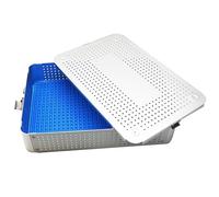 Boîte Stérilisation For Instruments Chirurgicaux En Alliage D'aluminium Avec Tampon Silicone, Plateau Chirurgical Médical, Résistance Aux Hautes Températures Et Pressions(White)