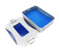 BoîTe StéRilisation Instruments Chirurgicaux En Alliage D'Aluminium Plateau Chirurgie Dentaire Avec Tapis En Silicone RéSistante à La Chaleur AdaptéE à Un Usage Chirurgical 30x20x5-Single Layer