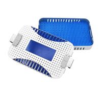 BoîTe StéRilisation Instruments Chirurgicaux En Alliage D'Aluminium Plateau Chirurgie Dentaire Avec Tapis En Silicone RéSistante à La Chaleur AdaptéE à Un Usage Chirurgical 26.5x16x2.5-Single Layer