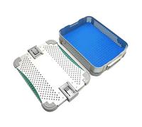 BoîTe StéRilisation Instruments Chirurgicaux MéDicaux Plateau Chirurgical En Alliage D'Aluminium Avec Couvercle Avec Coussinets En Silicone/Bande Retenue Adapté aux Applicati 42x28.5x9cm-Single layer