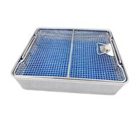 BoîTe StéRilisation pour Instruments Chirurgicaux MéDicaux Panier StéRilisation à Ultrasons Avec Coussinet En Silicone Avec Couvercle Amovible Adapté aux Blocs OpéRatoires 30x25x7cm