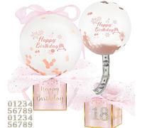 Boîte surprise à faire soi-même avec ballons, emballage cadeau en argent, ballon, pull up, cadeau d'anniversaire, boîte surprise pour la famille, les enfants, les amis