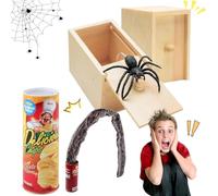 Boite Surprise Araignee, 2 Pcs Boite Araignee, 1 Pcs Jouets Prank Pomme de Terre Chips Serpent, Spider Prank Box, Jouet Truc de Serpent de Nouveauté pour Halloween Avril Poisson Jour Enfants Adultes