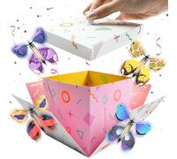 Boîte Surprise Papillons, DIY Explosion Box, Boîte Cadeau Surprises Explosion, Boite Cadeau Papillon Volant, Boîte Surprise Anniversaire, 12.5 x 12.5 x 12.5 CM, pour Anniversaire Saint-Valentin Party