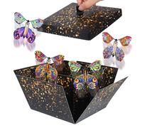 Boîte surprise Papillons volants 15 x 14,8 x 12,5 cm Boîte à explosion Emballage cadeau d'anniversaire Mystère Boîte cadeau explosion Boîte cadeau mariage Surprise Boîte pour Saint Valentin Noël (Noir