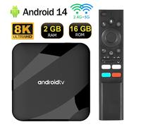 Boîte TV Android TV98 ATV, OUTUOTWQ Android 14 TV BOX Amlogic S905W2 2Go RAM 16 Go ROM 8K Vidéo WiFi 2.4G/5G Compatible Netflix