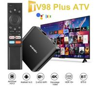 Boîte TV Android TV98 Plus, OUTUOTWQ Android 14 TV Box 2Go RAM 16Go ROM WiFi 2.4G/5G HDR10+ Vidéo 4K Compatible Netflix YouTube