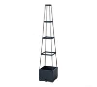 Boîte verticale avec réservoir d'arrosage automatique et treillis extensible pour légumes, herbes et fleurs, récipient de jardin en plastique marron (4 Evels-Vine tissé)