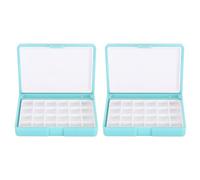 Boîte Vide pour Aquarelle 2 Pièces, Palette De Peinture Plastique Portable, Compartiments Multiples, Couleur Transparent - Stockage Pratique pour Peintures Acryliques Et Artistes (Bleu 24 grilles)