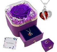 Boîte violette éternelle avec collier en forme de cœur, cadeau romantique de Saint-Valentin pour elle, surprise pour la fête des mères