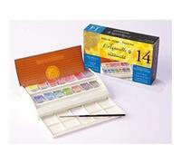 Sennelier – Boîte de voyage aquarelle – 14 demi-godets entiers + 1 pinceau