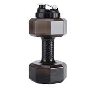 boîteille D'eau de Sport, Tasse D'entraînement de Gymnastique de Remise en Forme D'haltère de Grande Capacité de 2,2 L, PETG écologique, Couvercle Anti-fuites à Dessus Rabattable, 5(noir)