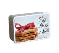 Boîteperso Boîte à biscuits Noël | Mes délices de Noël | Boîte en métal | Boîte conservation | Coffret décoratif Noël | Multifonction | 196x131x72mm | Fabrication Française