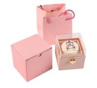 Boîtes à anneaux, boîte à bague de fiançailles,Little Bear Cake Rotation Rotation Ring Box - Accessoires de bijoux à gâteau d'ours réversible Afficher le stockage de boucle d'oreille pour les femmes,