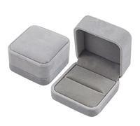 Boîtes à Bagues en Velours, Bijoux pour Bagues Pendentif Écrin, Boîte à bijoux Couple bague Boucle d'oreille Coffret Cadeau pour mariage, Saint-Valentin, anniversaire, anneau, Gris (1 Pièces)