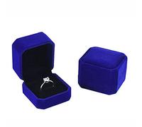 Boîtes à bagues en velours, boîtier pour boucles d'oreilles avec pendentif, boîte à bagues carrée, vitrine à bijoux, organisateur de rangement portable (bleu)