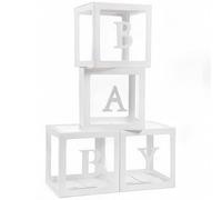 Boîtes à Ballons Transparentes,Boîtes à Ballons Blanches Décoratives avec Lettre BABY,Idéal pour Douches de Bébé,Décorations D'anniversaire,Fêtes de Grossesse et Fêtes de Mariage (Party Décoration)