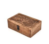 Boîtes à bijoux en bois de manguier avec arbre de vie sculpté - Organisateur de souvenirs pour bijoux et cadeaux (20,3 x 12,7 x 7,6 cm)
