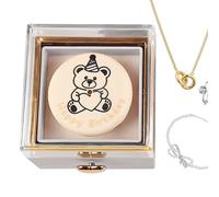 Boîtes à bijoux - Support rotatif pour bagues - Rangement de gâteau Little Bear - Organisateur de tiroir décoratif durable - Boîte de cadeaux d'engagement pour boucles d'oreilles, bracelets, chambre à