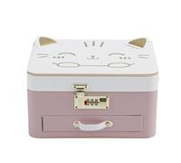 Boîtes à bijoux verrouillables pour femme | Étui de rangement verrouillable à motif de chat mignon | Boîte à bijoux de grande capacité pour bagues, colliers, bijoux avec verrou de sécurité pour femmes