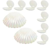 Boîtes à Bonbons Coquillage Plastique Blanc, Style Marin, 10 Pièces | Couvercle Sécurisé, pour Bijoux Fins et Petits Souvenirs, Finition Nacrée Irisée, Thème Côtier