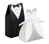 Boîtes À Bonbons For Mariée Et Marié, 50 Pièces, For Cadeaux De Mariage, Robe, Smoking, Décoration For Fête Prénuptiale, D'emballage, Fournitures