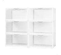 AKTIVE Max Home Boîtes à Chaussures en Plastique, Lot de 6 Boîtes de Rangement, 35X27X18,5 cm, Empilables, Anti-Basculement, Jusqu'à T46, Transparentes