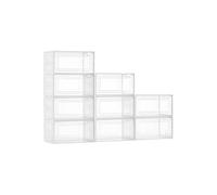 Boîtes à Chaussures Empilables en Plastique Lot de 9 Robuste et Epaisse Blanc