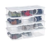 Relaxdays Boîtes à chaussures noires lot de 48