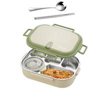 Boîtes à déjeuner - Boîtes de préparation de repas réutilisables, boîte à déjeuner en acier inoxydable avec ensemble de couverts, baguettes et cuillère, option d'insertion pour micro-ondes, rangement