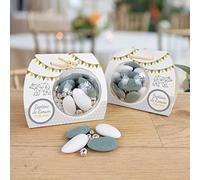 Boîtes à dragées ballotin bapteme communion mariage boule 6cm ''Ourson Scandinave'' personnalisée avec votre texte lot de 4