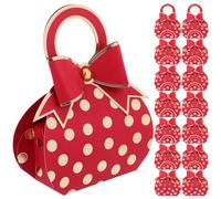 Boîtes à Dragées de Mariage 50 Pcs en Papier Rouge | Format Paquet à Main, Décor Nœud Adorable, pour Bijoux ou Bonbons, Lot de 50 Pièces