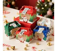 Boîtes à dragées de Noël | Boîtes de rangement réutilisables - Boîte à friandises de Noël avec fenêtre, pour pâtisseries, cupcakes, brownies, beignets, chocolats, sucettes, cadeaux de fête