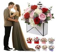 Boîtes à enveloppes rouges pour Saint-Valentin, boîte cadeau romantique, bouquet de fleurs, boîte en papier pliable, sac fourre-tout rectangulaire pour la fête des mères, les anniversaires, les