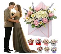 Boîtes à enveloppes rouges pour Saint-Valentin, boîte cadeau romantique, bouquet de fleurs, boîte en papier pliable, sac fourre-tout rectangulaire pour la fête des mères, les anniversaires, les