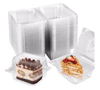 Boîtes à gâteau transparentes - FEBEST - Lot de 60 - 14x10,7x7 cm - Individuelles - Transparentes - Avec couvercles