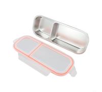Boîtes à goûter à 3 compartiments en acier inoxydable avec couvercles - Boîtes alimentaires de voyage étanches pour sauces aux fruits, yaourts - Portions à déjeuner réutilisables de 26,2 cm (2