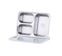 Boîtes à goûter avec 3, 4, 5 compartiments en acier inoxydable, avec couvercles transparents et design empilable pour un transport et un rangement faciles (3 compartiments)