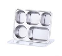 Boîtes à goûter en acier inoxydable et 3, 4, 5 compartiments avec couvercles en polypropylène transparent pour un rangement frais et bien rangé du déjeuner (5 compartiments)