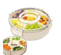 Boîtes à goûter - Plateau à 6 compartiments avec couvercle et poignée - Conteneurs à collations portables pour la préparation des repas, fruits, légumes, condiments, biscuits, sandwich, bonbons
