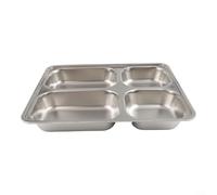 Boîtes à goûter polyvalentes en acier inoxydable avec 3, 4 ou 5 compartiments avec couvercles anti-poussière en polypropylène pour l'école, le bureau et les voyages (4 compartiments)