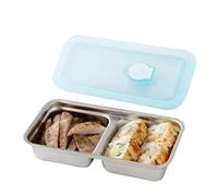 Boîtes à goûter réutilisables en acier inoxydable pour, double compartiment avec couvercle | Boîtes à déjeuner pour l'été, la plage, le sport, les vacances, les trajets en déplacement, le