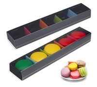 Boîtes à Macarons(5 Cavités), 15 Pièces Boîtes de Boulangerie à Dessert avec Fenêtre Transparente, Conteneur de Macaron Emballage de Macarons pour Biscuits/Desserts/Donut/Cupcakes/Beignet/Muffins