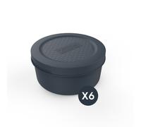 ZiiPa • Set de 6 Boîtes à Pâtons Spetina Ardoise • Boîtes Alimentaires Hermétiques 250g pour Pâte à Pizza ou Ingrédients • Empilables • Compatible Topping Station • Lavables • Sans BPA