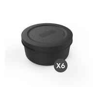 ZiiPa • Set de 6 Boîtes à Pâtons Spetina Charbon • Boîtes Alimentaires Hermétiques 250g pour Pâte à Pizza ou Ingrédients • Empilables • Compatible Topping Station • Lavables • Sans BPA